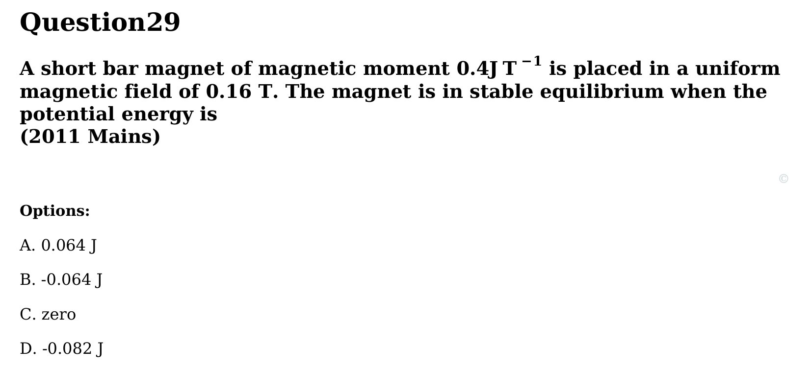 Magnetism and Matter question 29