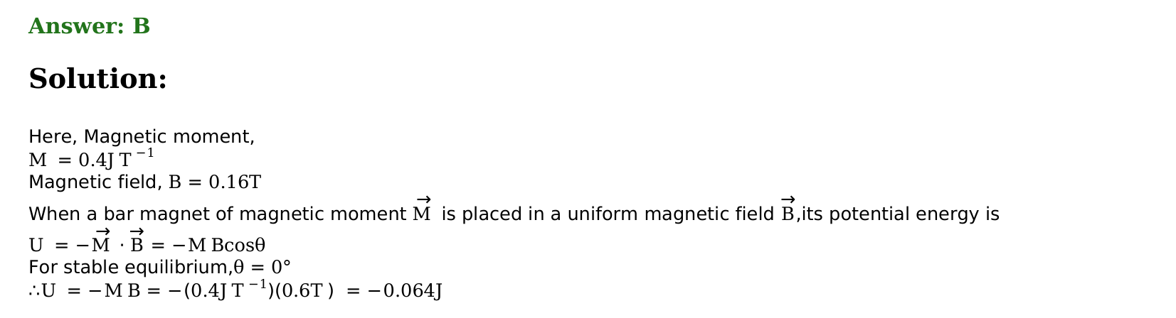 Magnetism and Matter solution 29