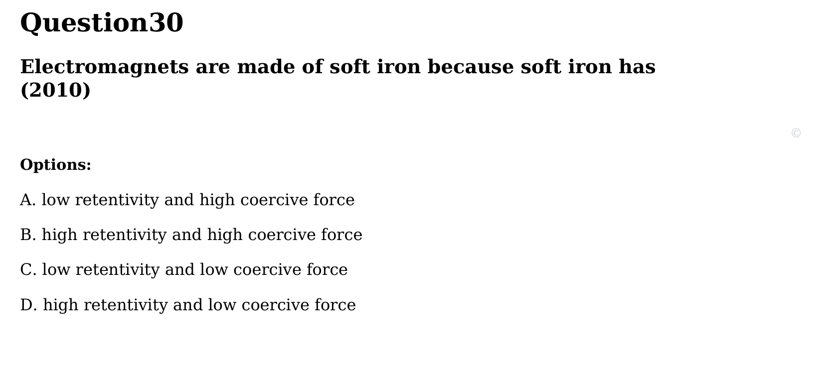 Magnetism and Matter question 30