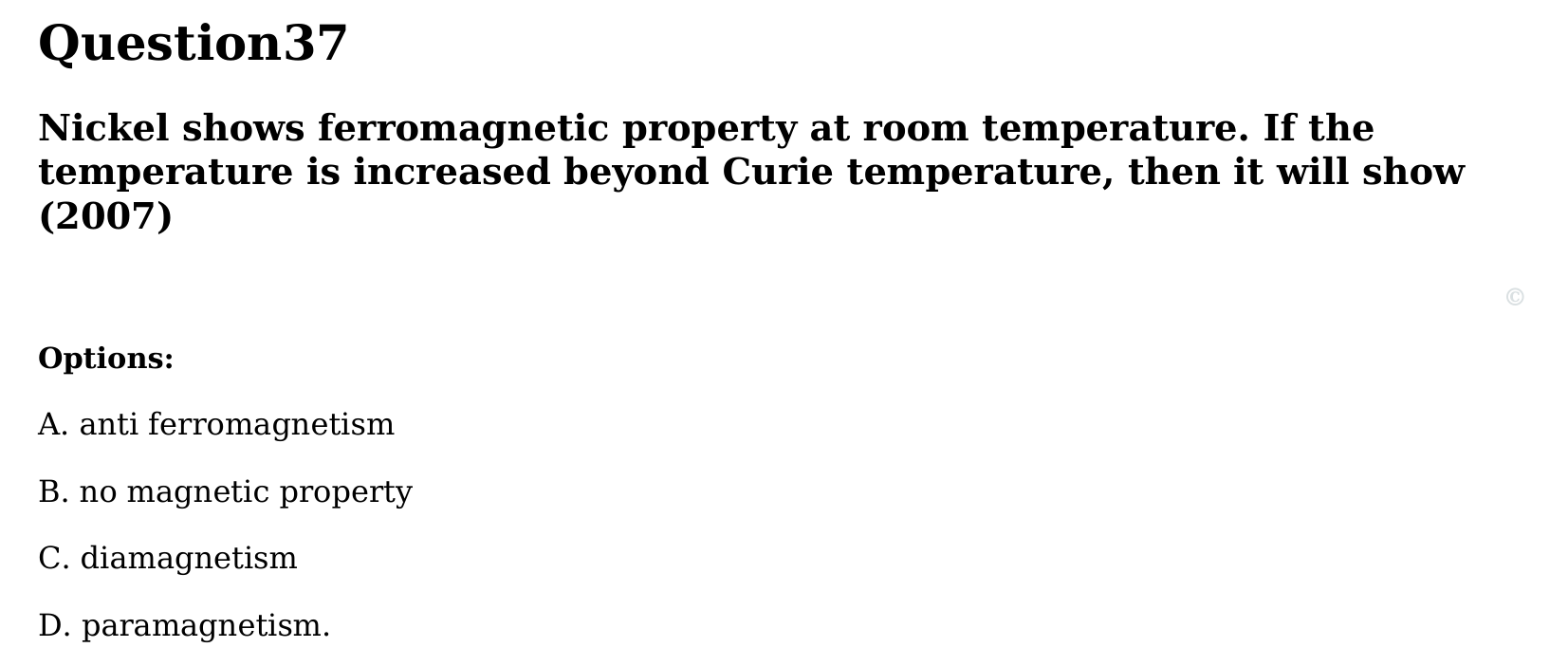 Magnetism and Matter question 37
