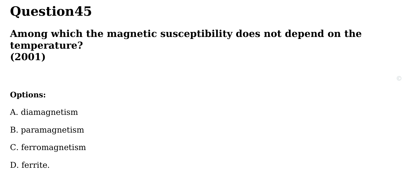Magnetism and Matter question 45