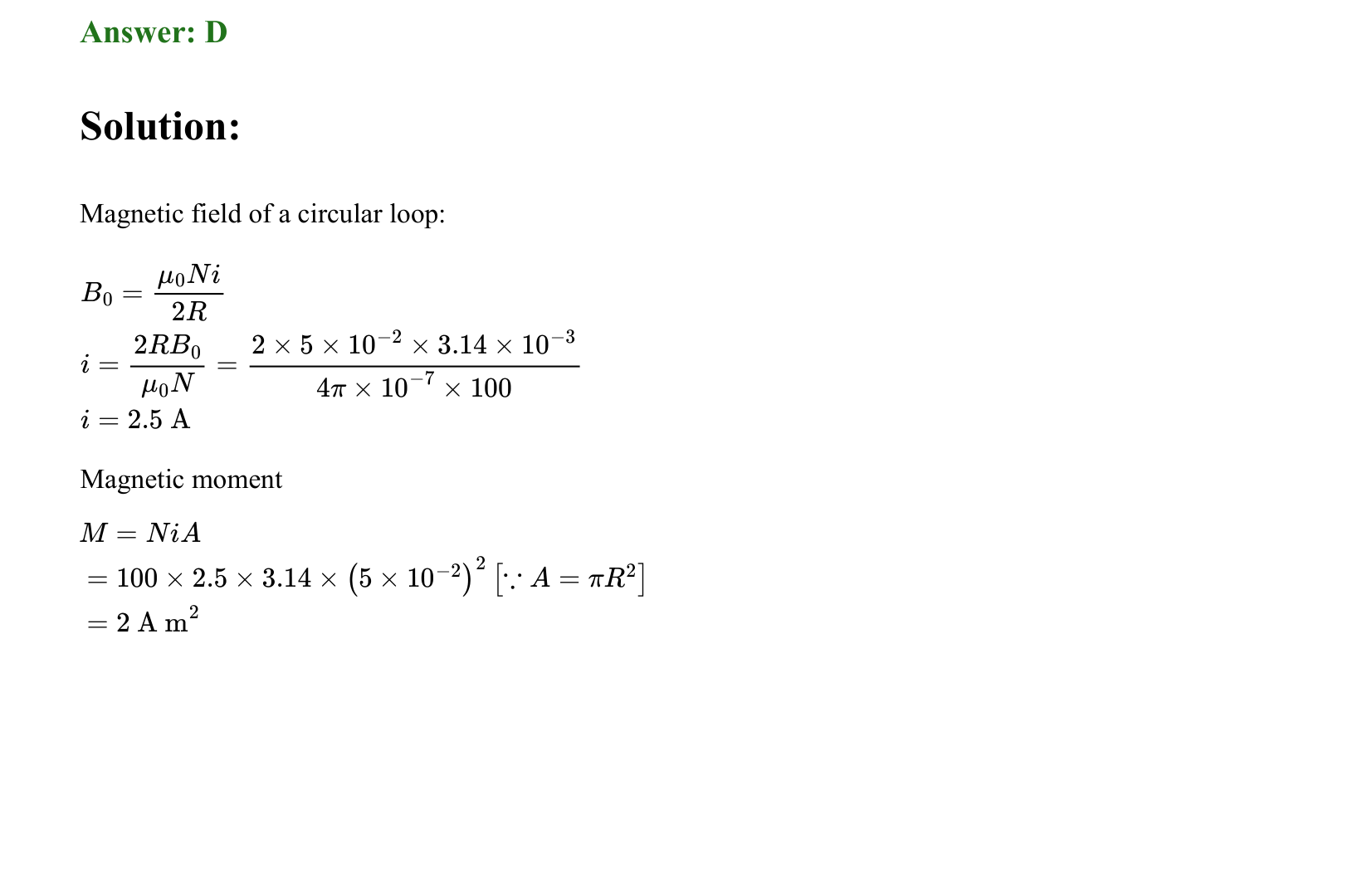 Moving Charges and Magnetism solution 2