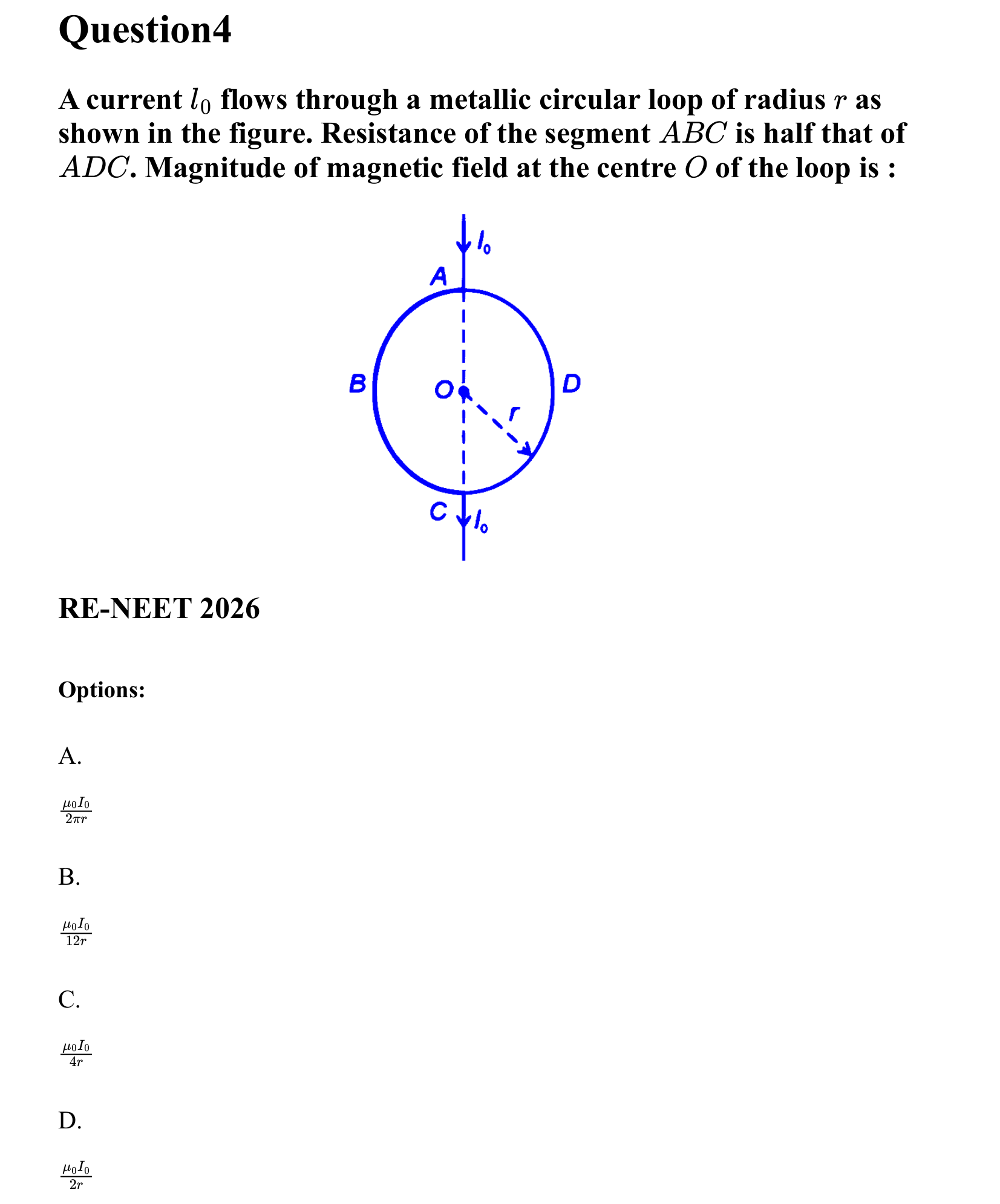 Moving Charges and Magnetism question 4