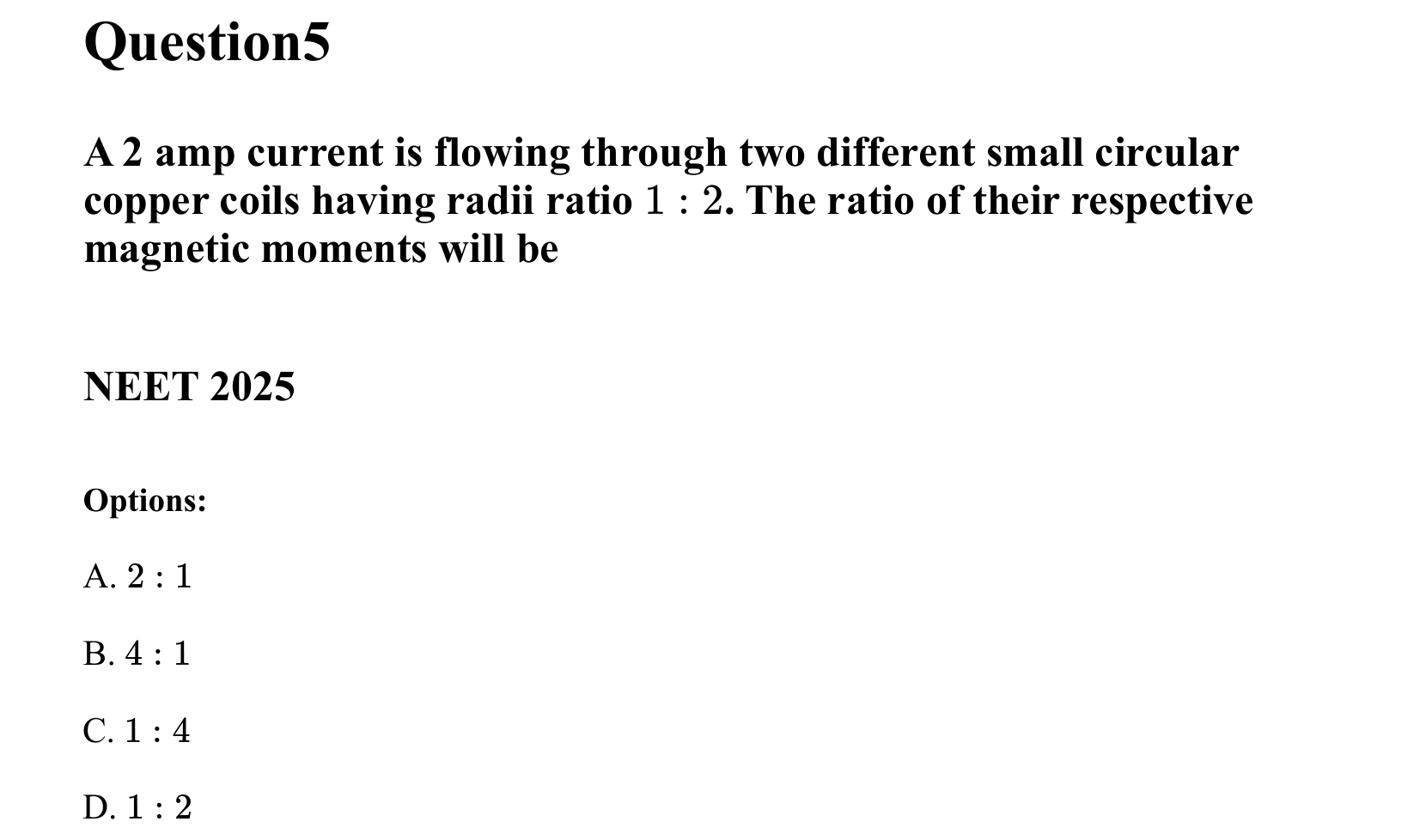 Moving Charges and Magnetism question 5