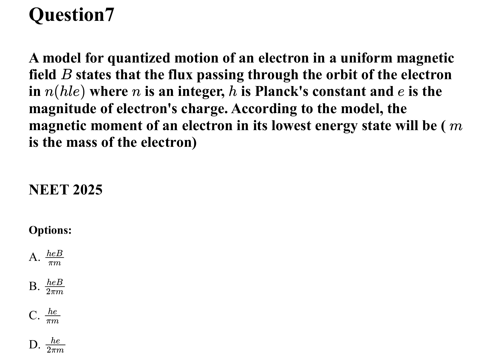 Moving Charges and Magnetism question 7