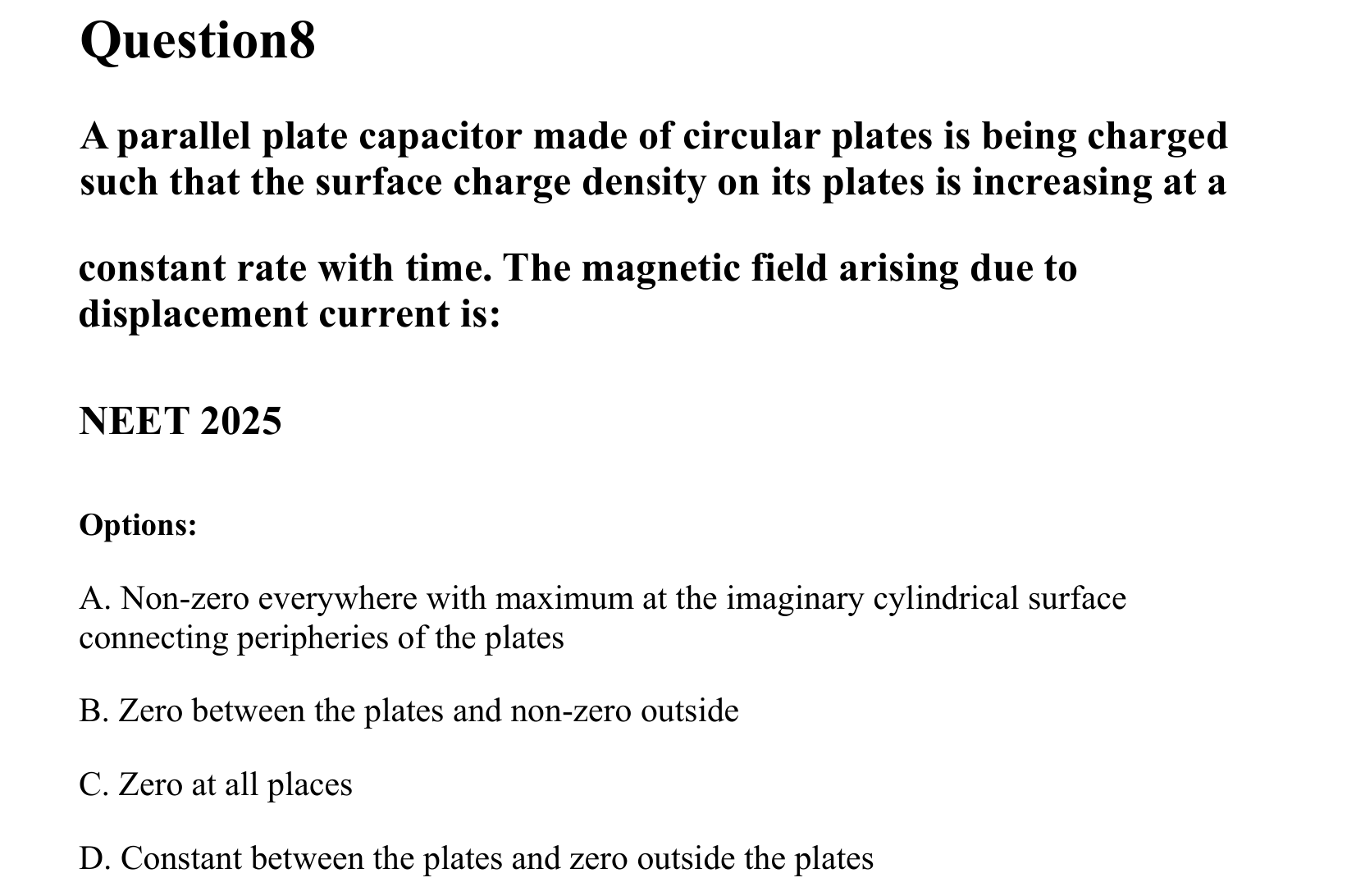 Moving Charges and Magnetism question 8