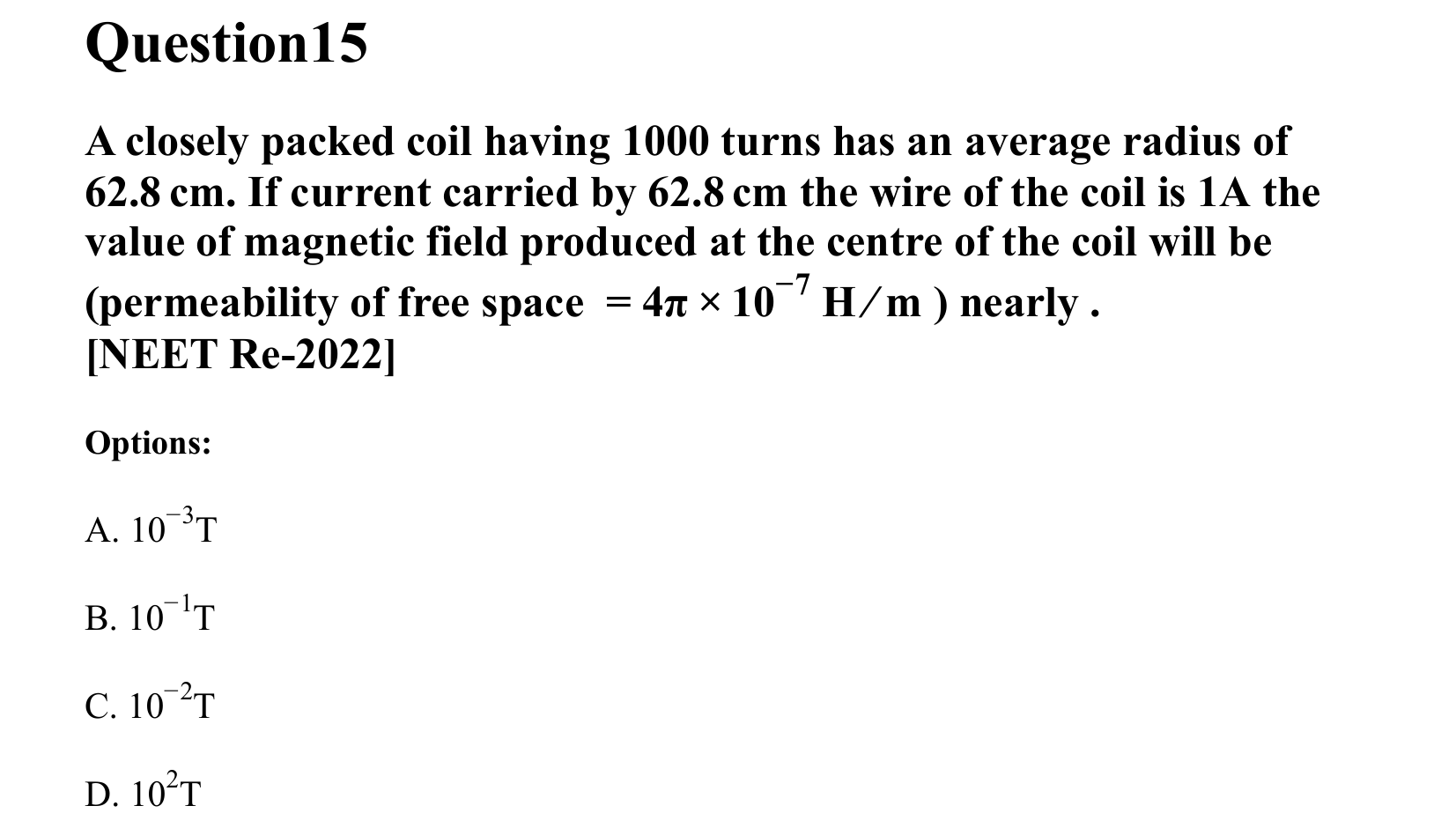 Moving Charges and Magnetism question 15