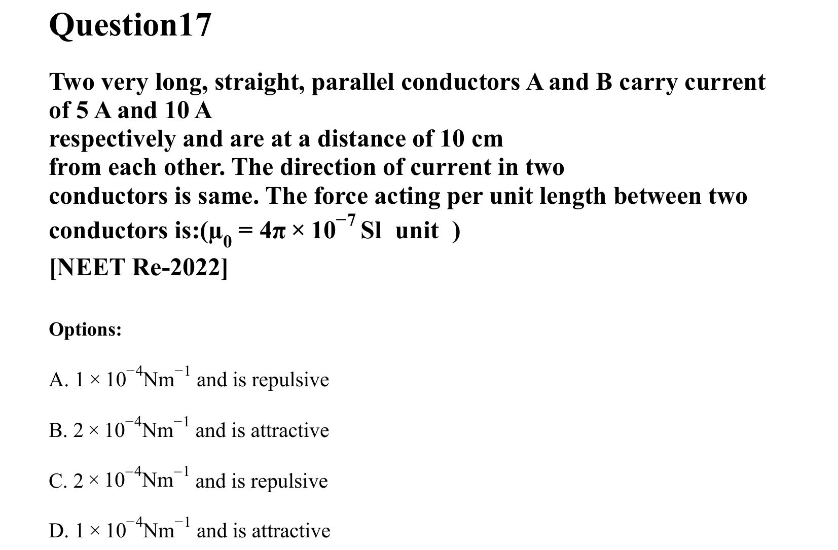 Moving Charges and Magnetism question 17