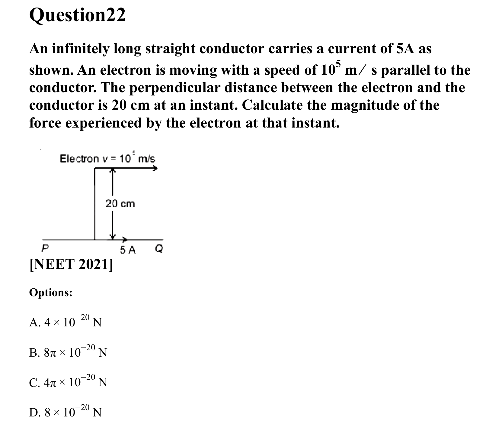 Moving Charges and Magnetism question 22