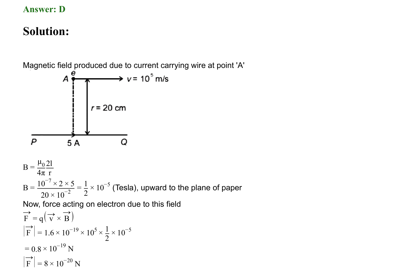Moving Charges and Magnetism solution 22