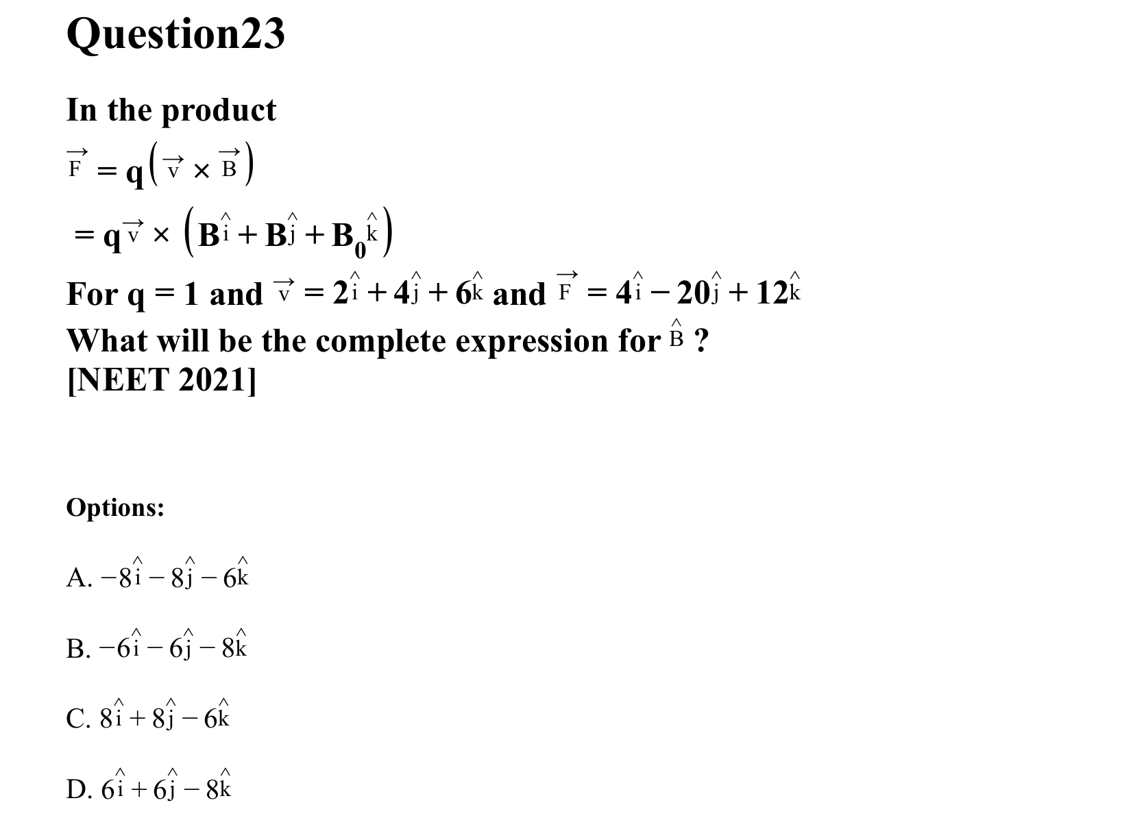 Moving Charges and Magnetism question 23