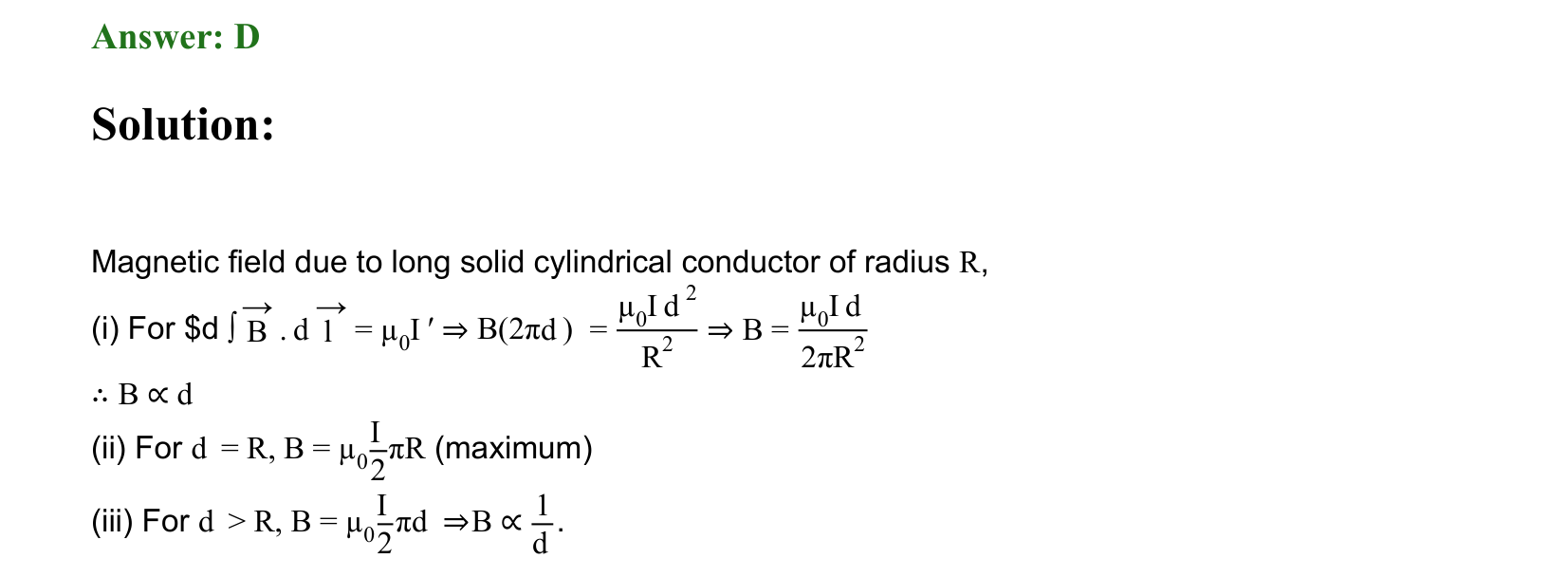 Moving Charges and Magnetism solution 25