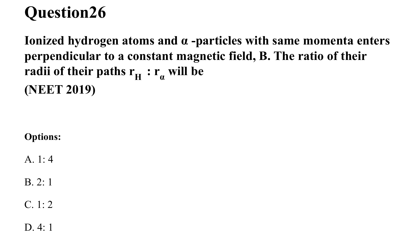 Moving Charges and Magnetism question 26