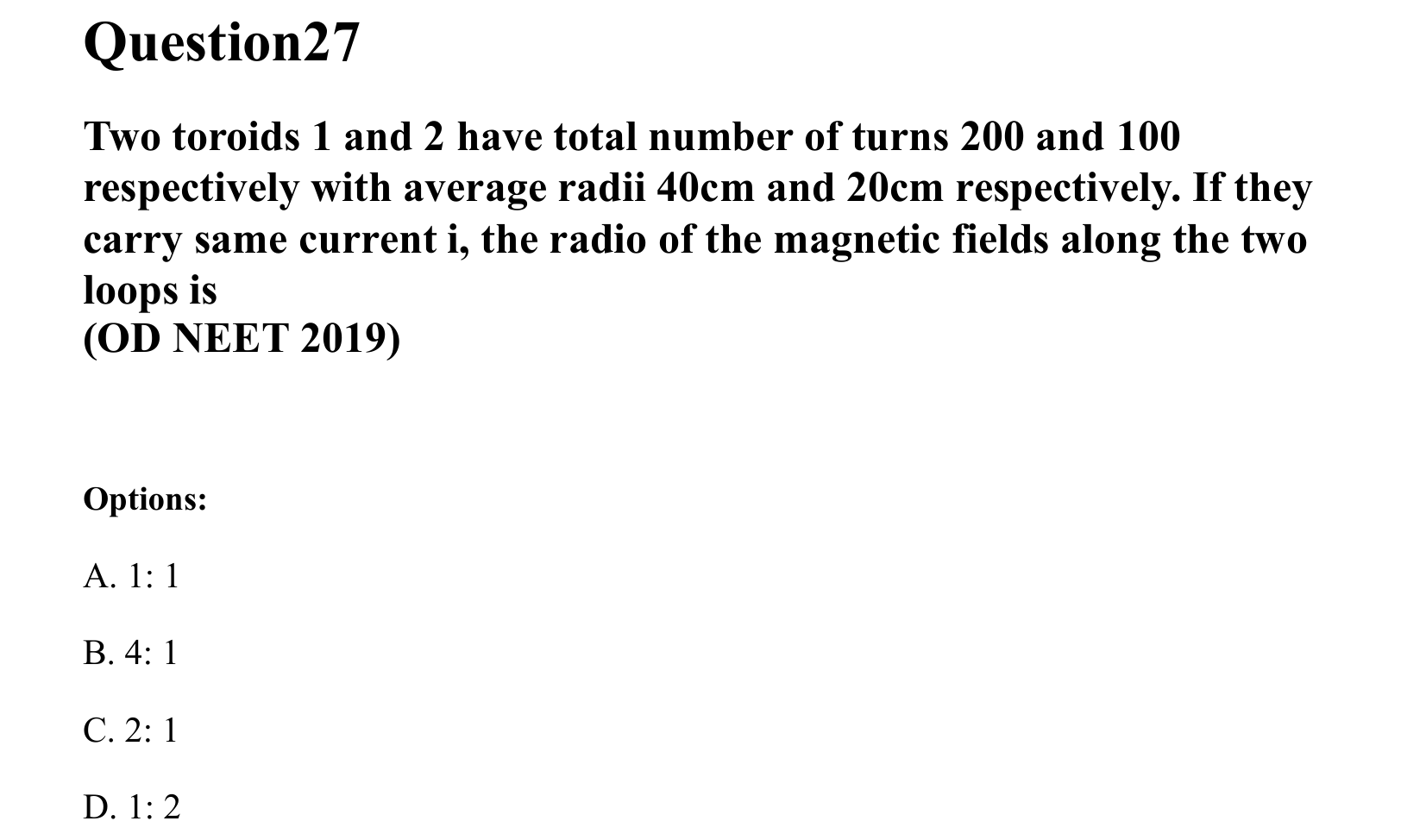 Moving Charges and Magnetism question 27