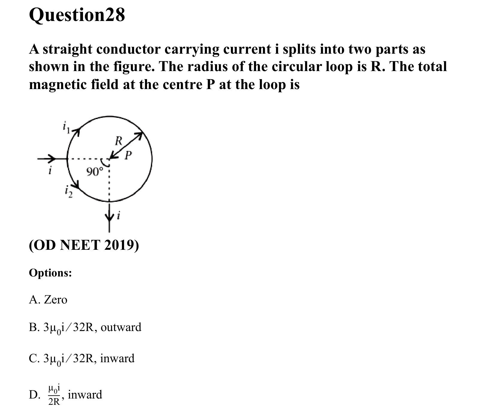 Moving Charges and Magnetism question 28