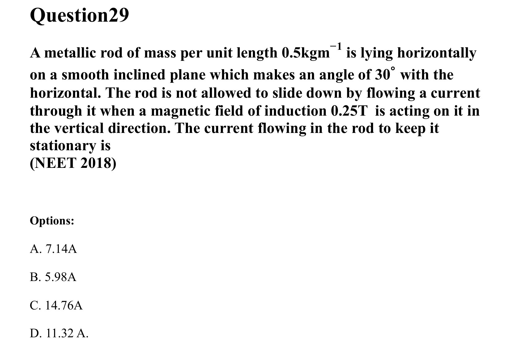 Moving Charges and Magnetism question 29