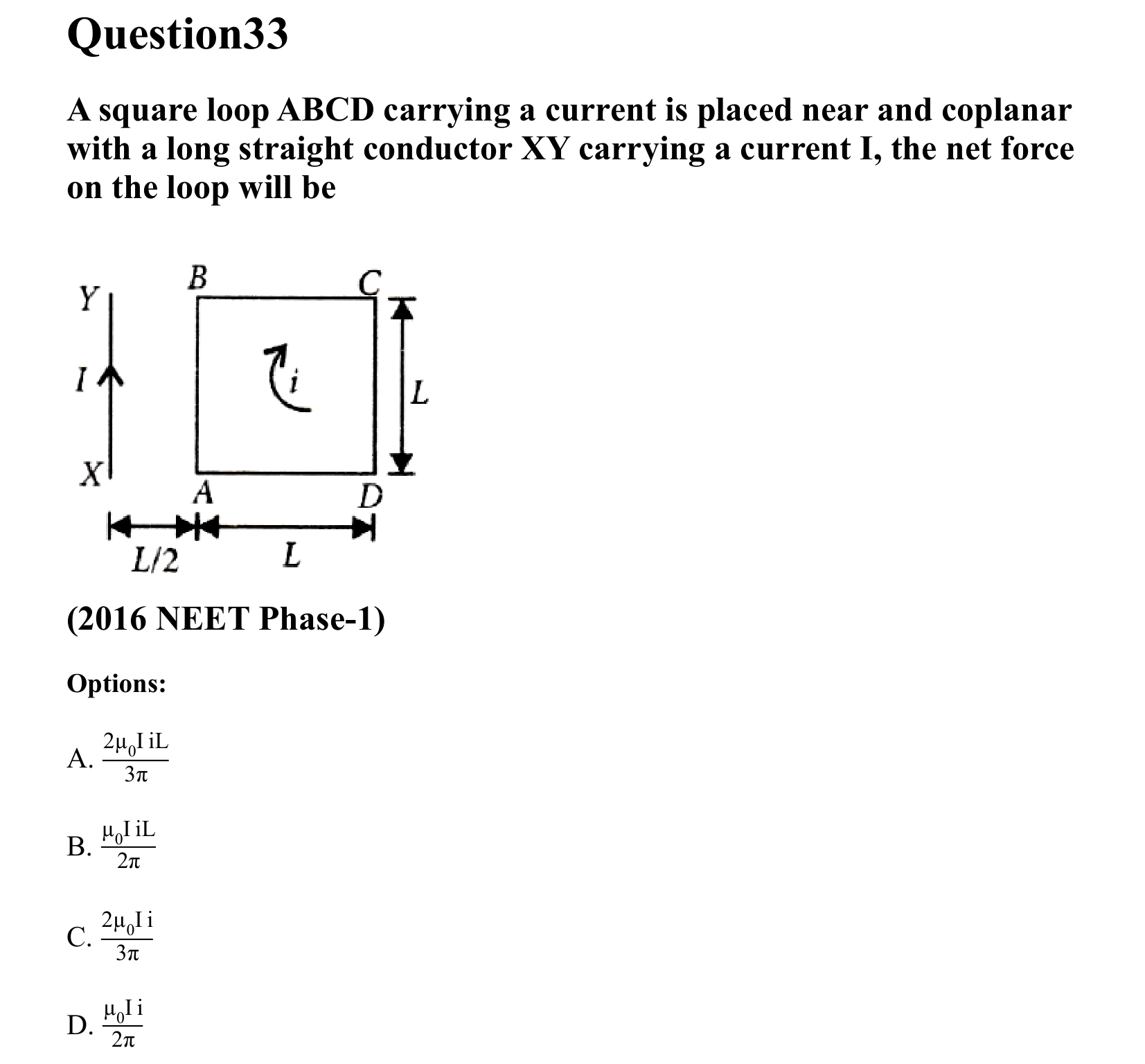 Moving Charges and Magnetism question 33