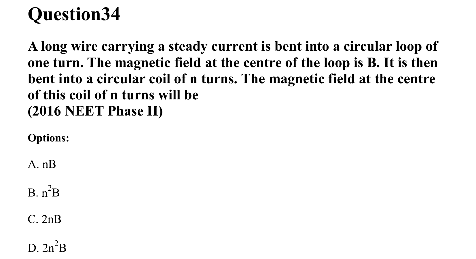 Moving Charges and Magnetism question 34