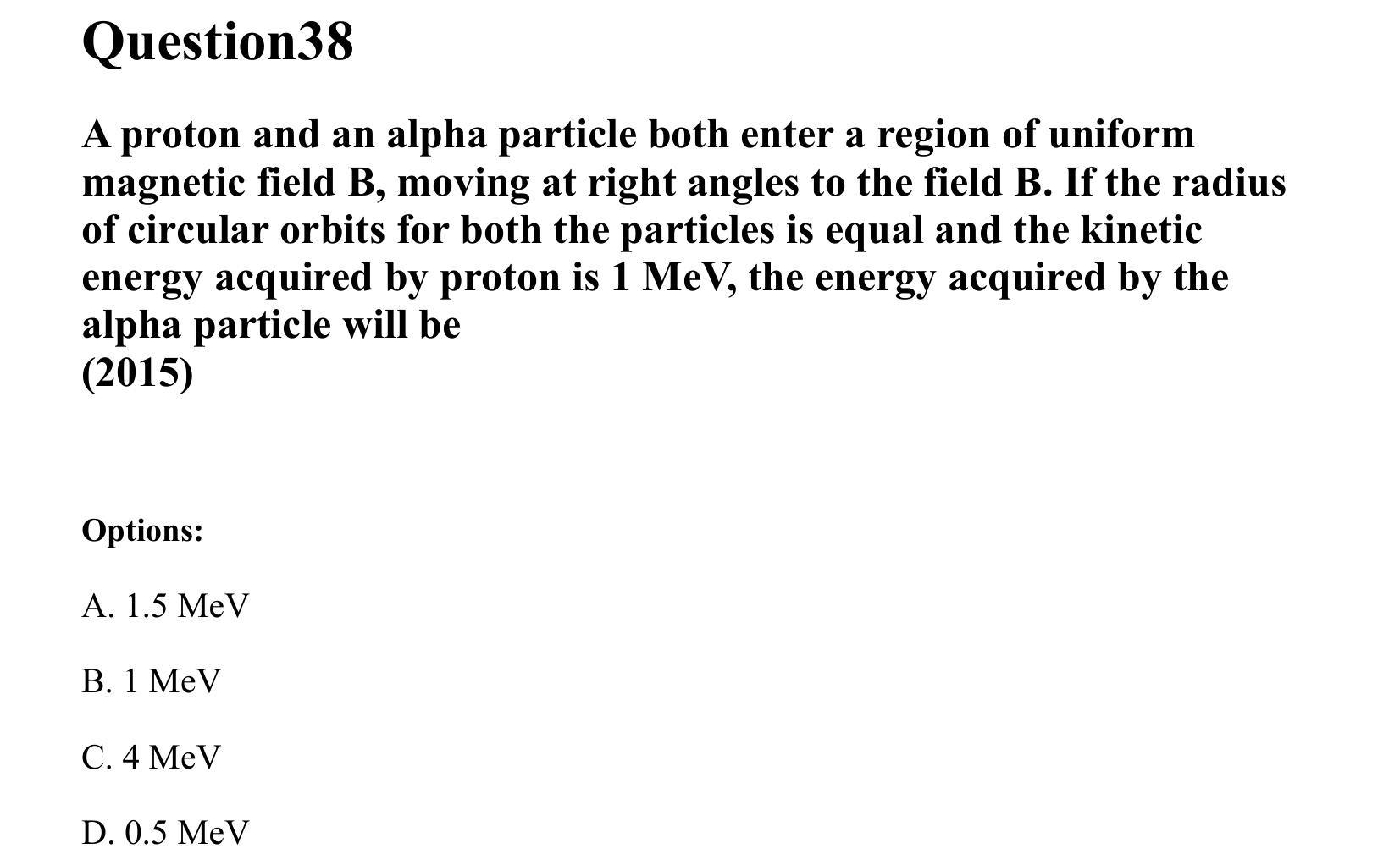 Moving Charges and Magnetism question 38