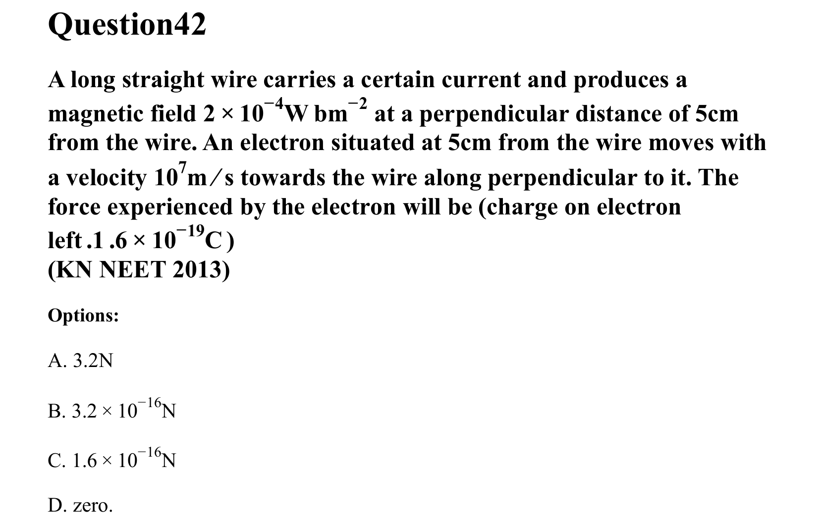 Moving Charges and Magnetism question 42