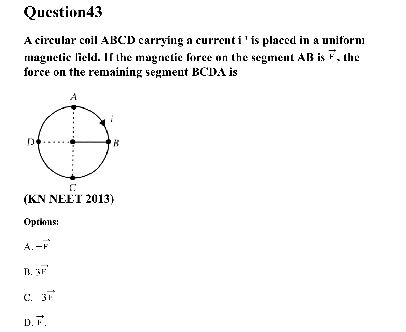 Moving Charges and Magnetism question 43