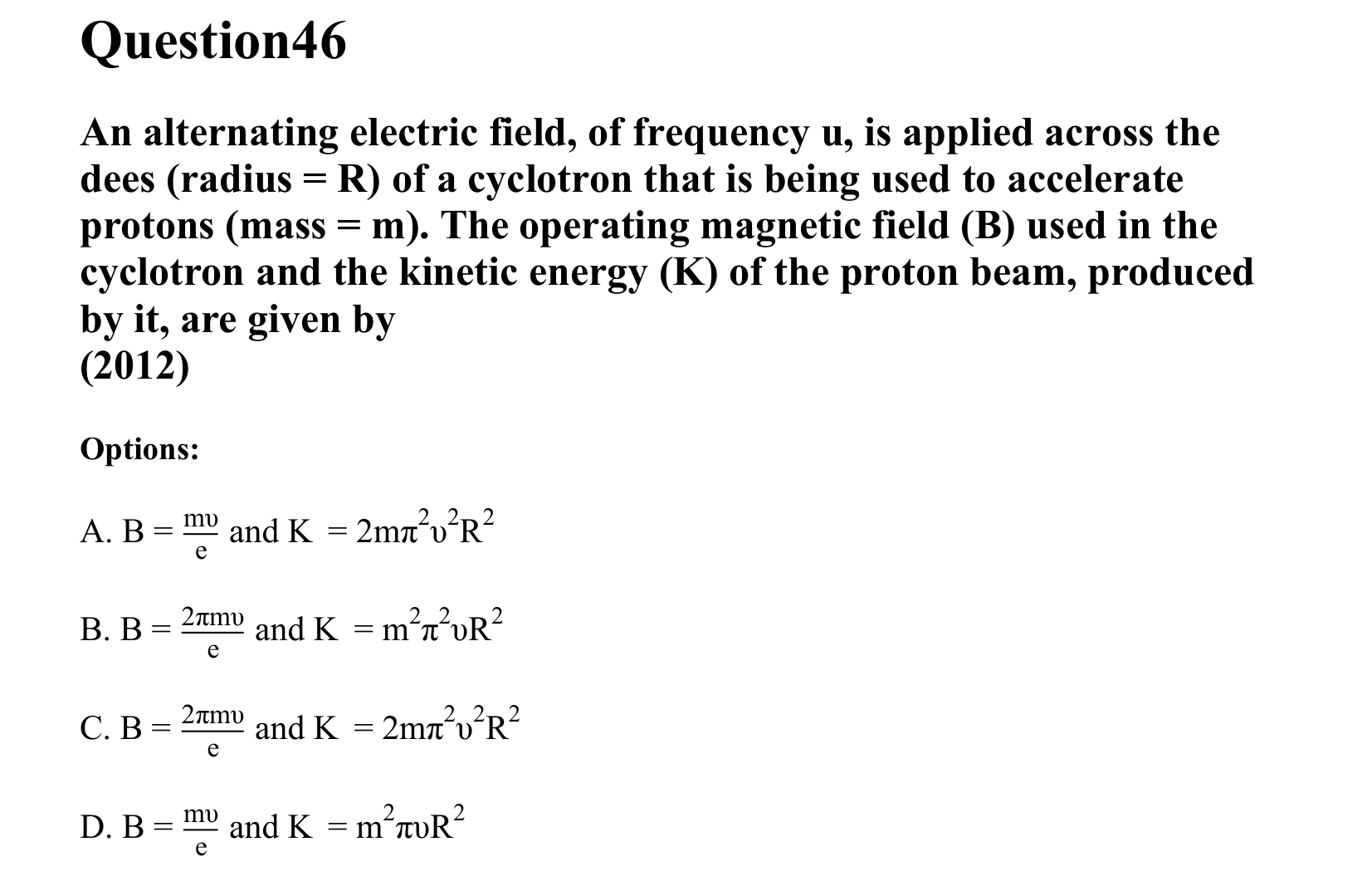 Moving Charges and Magnetism question 46