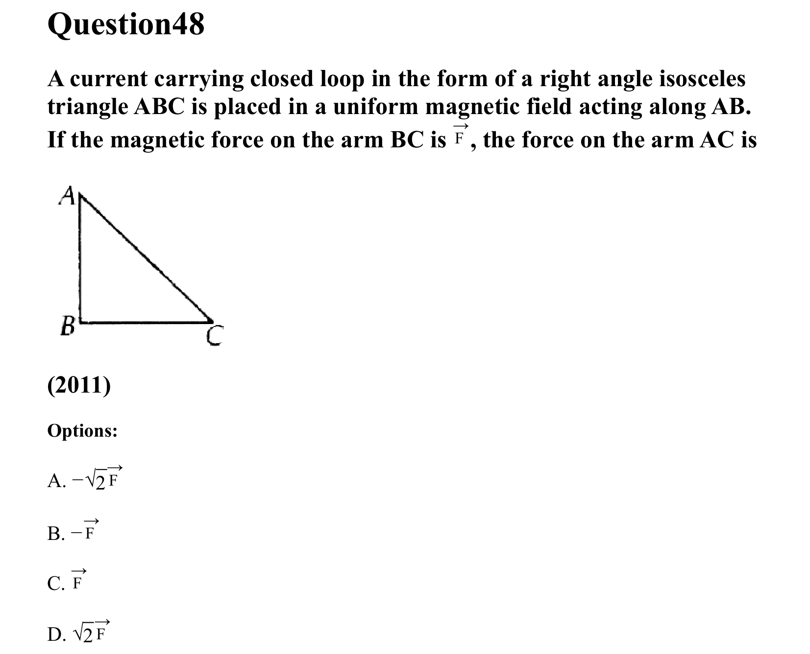 Moving Charges and Magnetism question 48