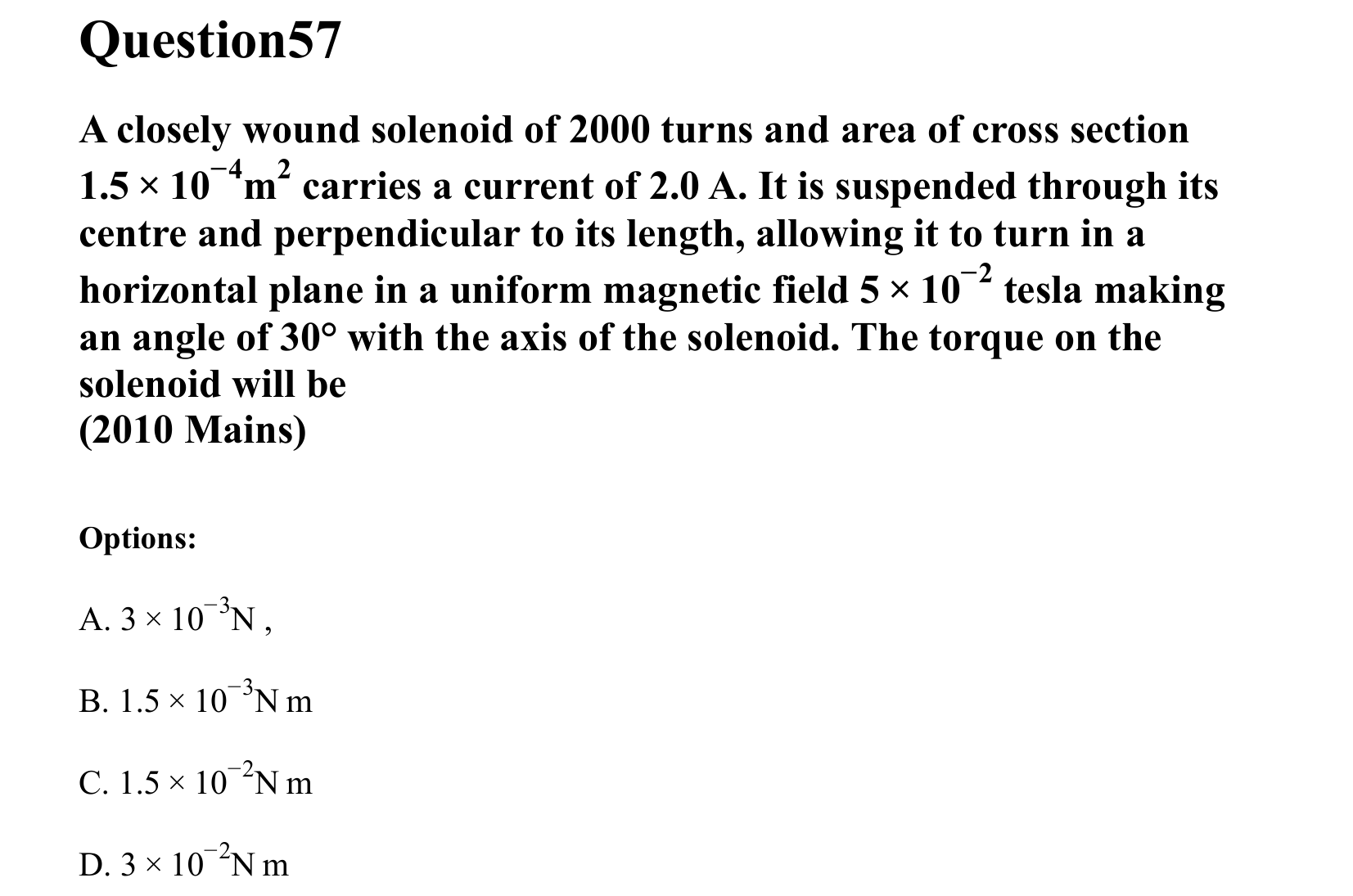 Moving Charges and Magnetism question 57