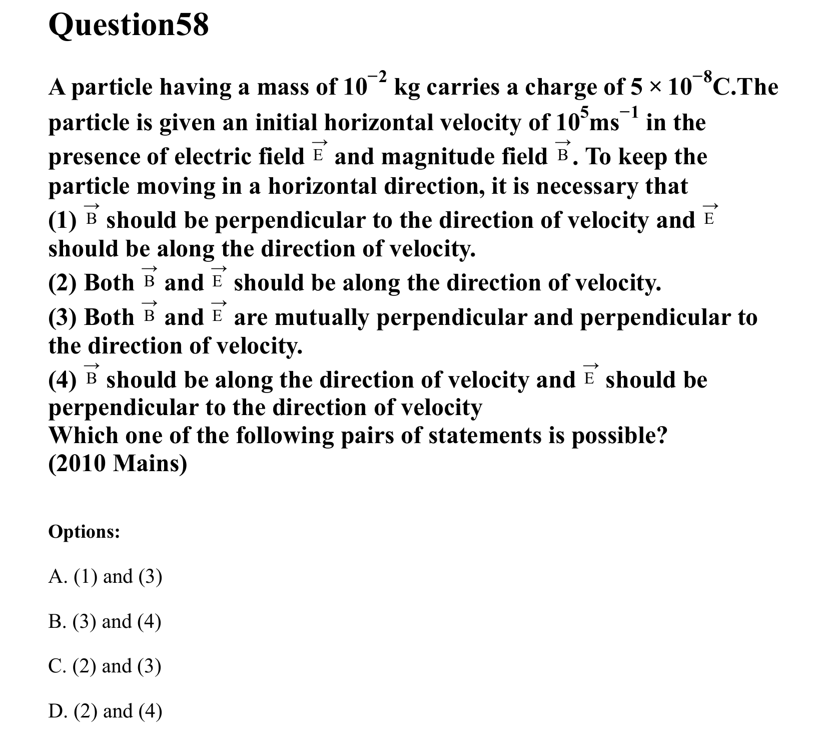 Moving Charges and Magnetism question 58
