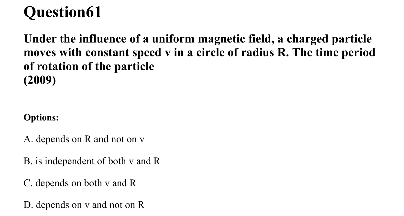 Moving Charges and Magnetism question 61