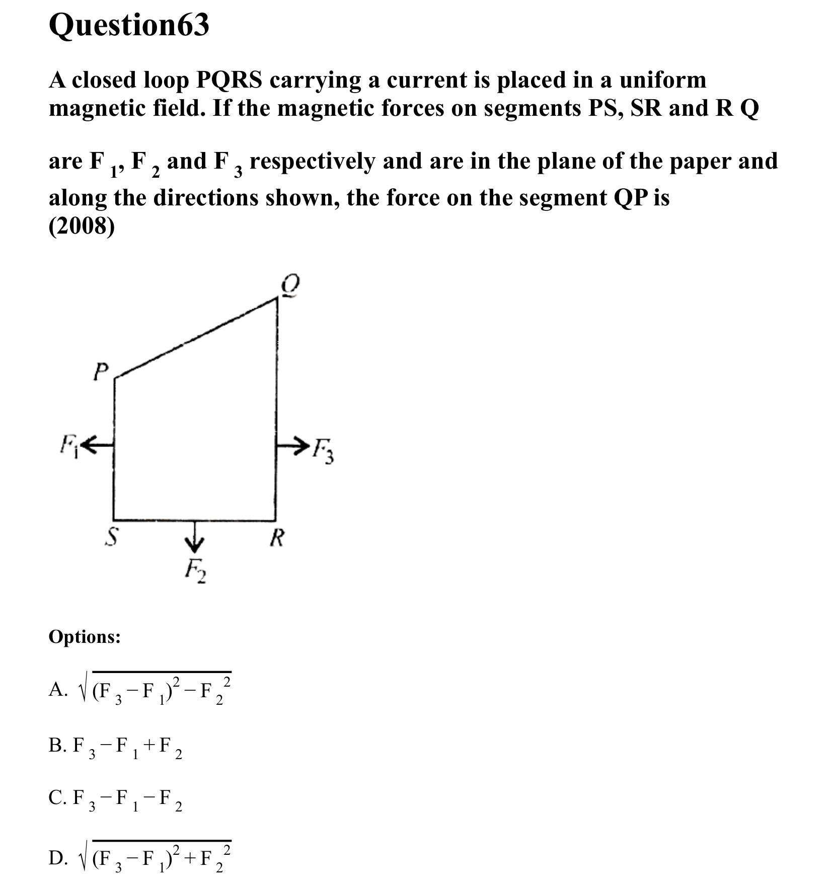 Moving Charges and Magnetism question 63
