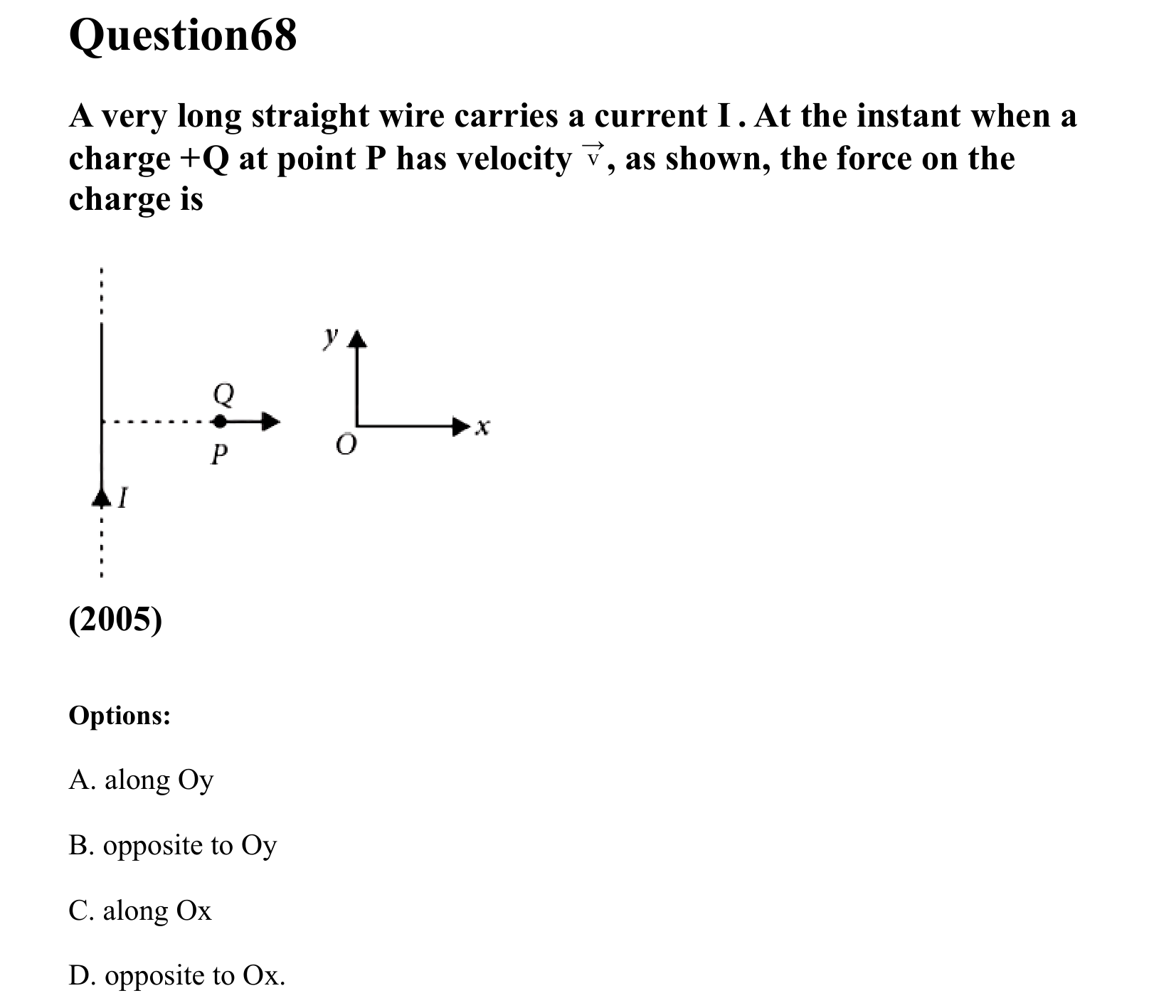 Moving Charges and Magnetism question 68