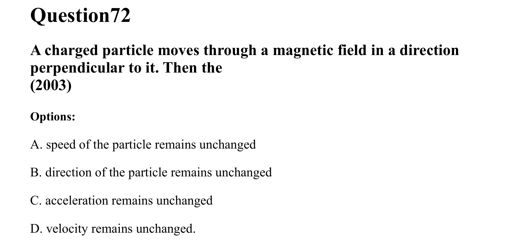 Moving Charges and Magnetism question 72