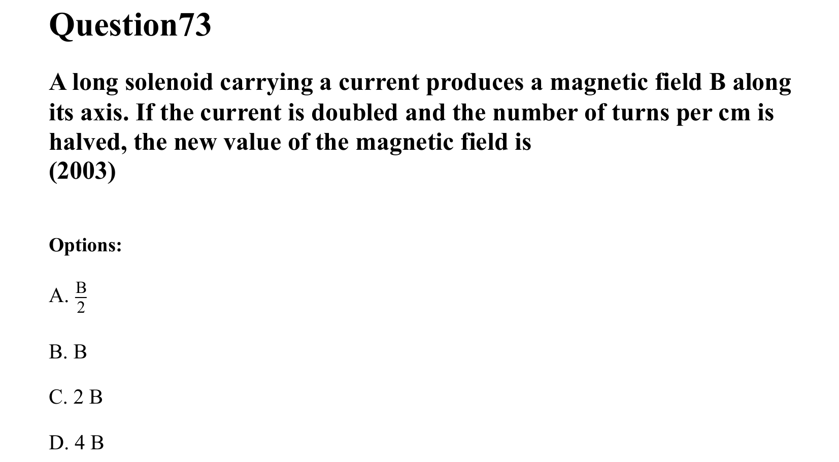 Moving Charges and Magnetism question 73