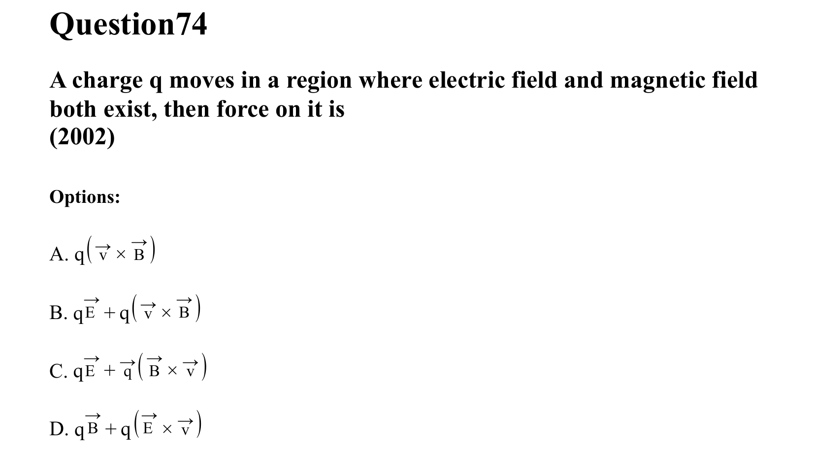 Moving Charges and Magnetism question 74