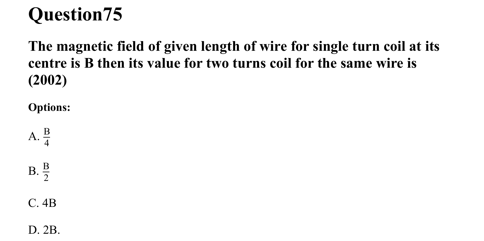 Moving Charges and Magnetism question 75