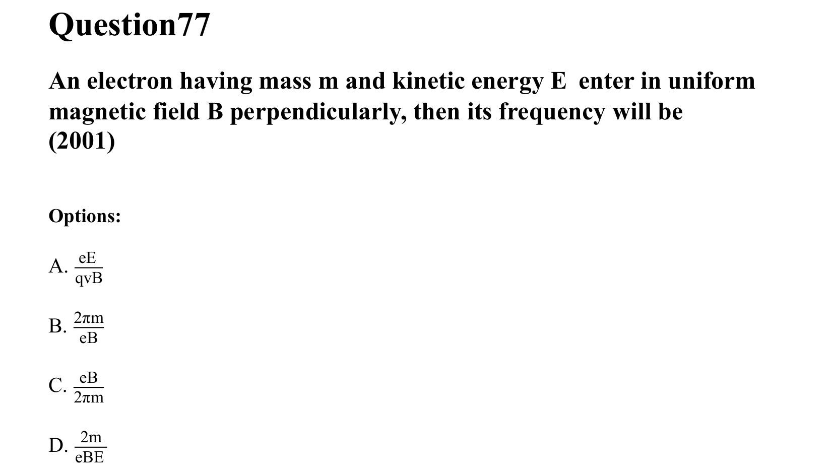 Moving Charges and Magnetism question 77