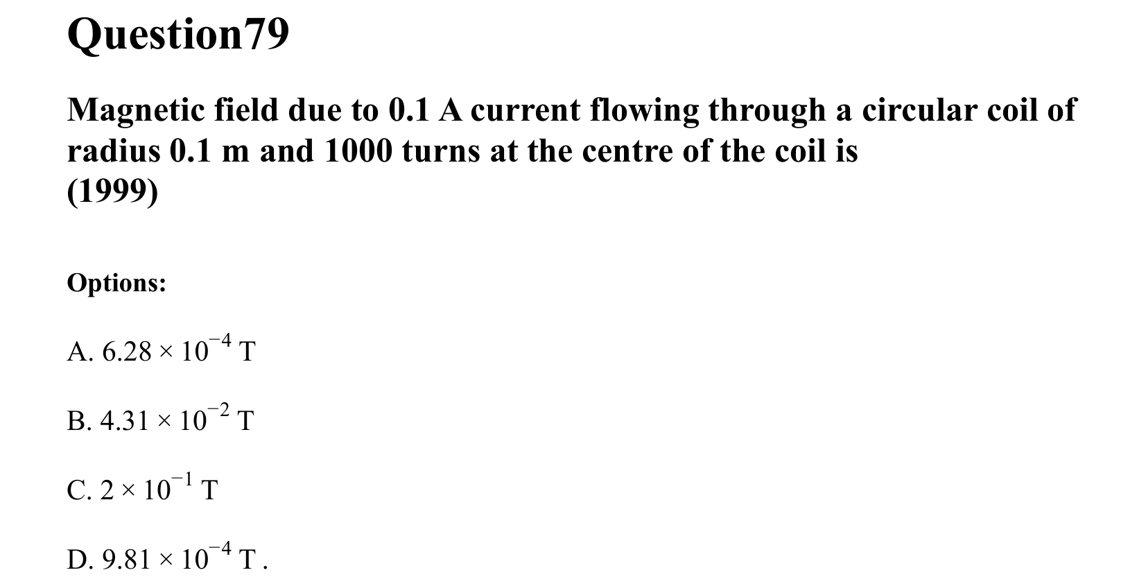 Moving Charges and Magnetism question 79