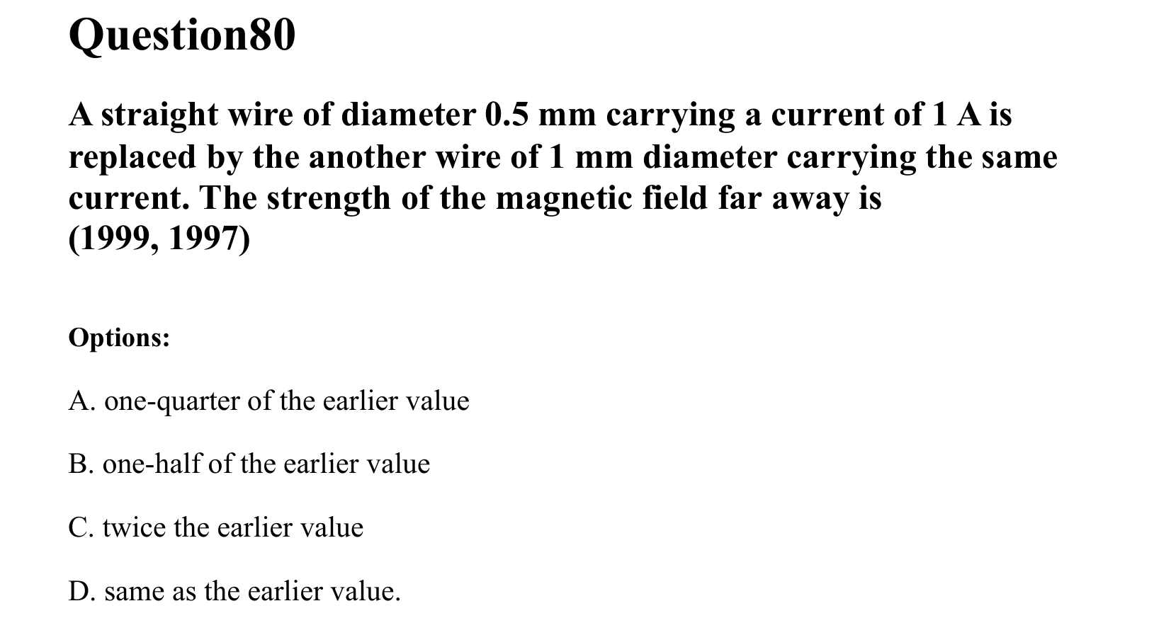 Moving Charges and Magnetism question 80