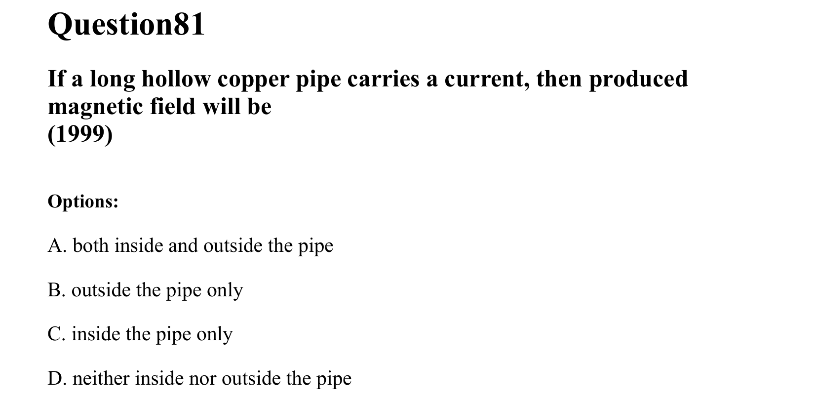 Moving Charges and Magnetism question 81