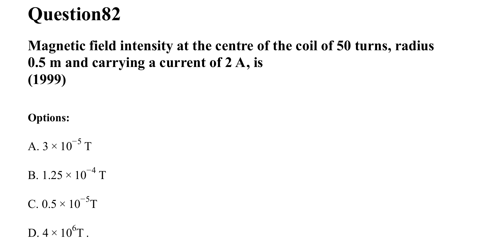 Moving Charges and Magnetism question 82