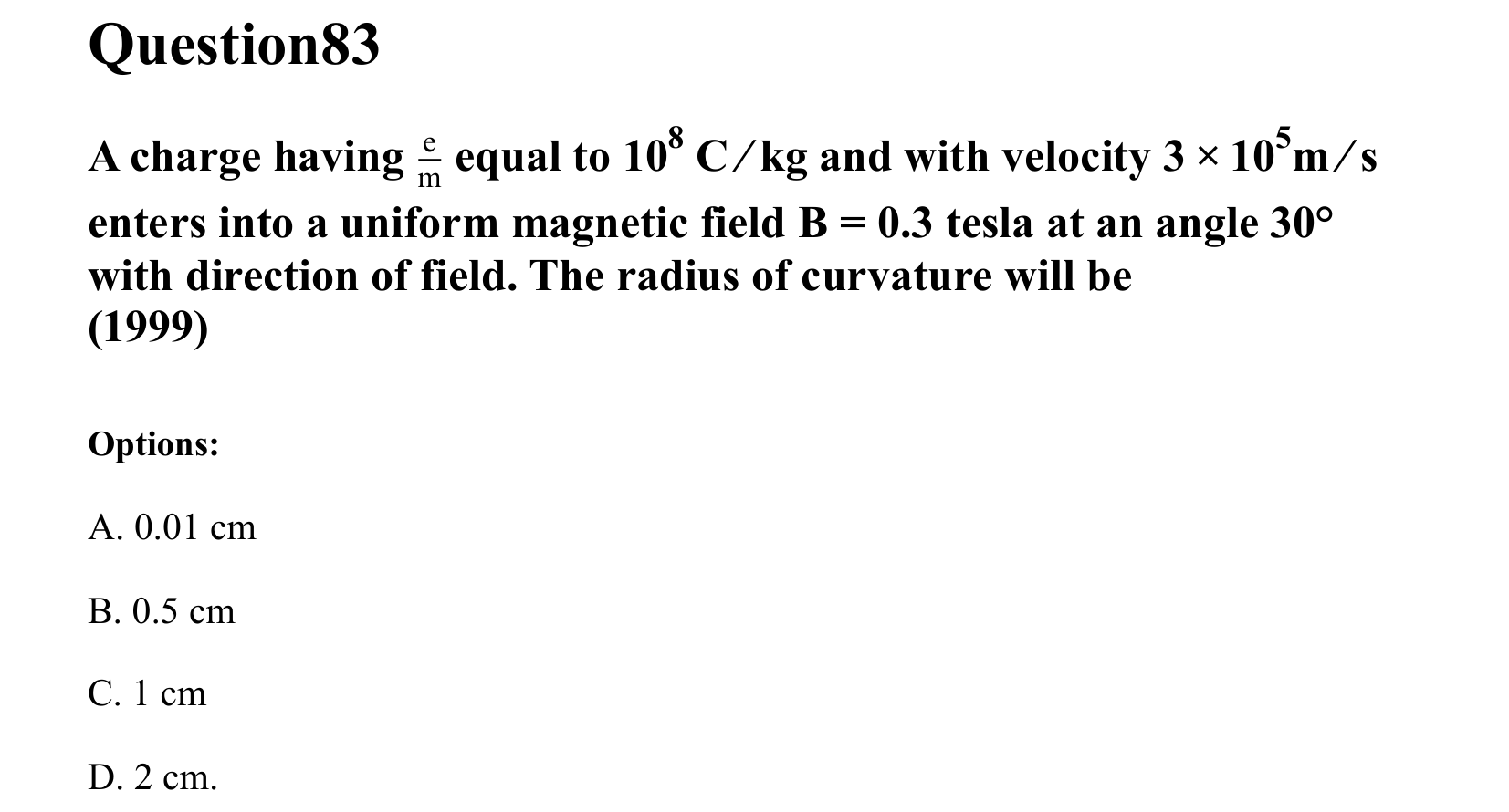 Moving Charges and Magnetism question 83