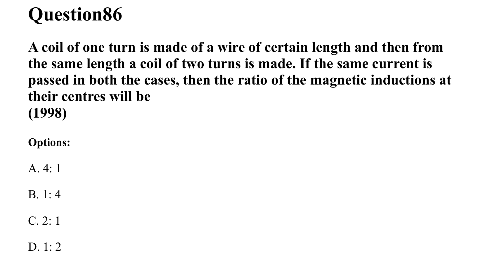 Moving Charges and Magnetism question 86