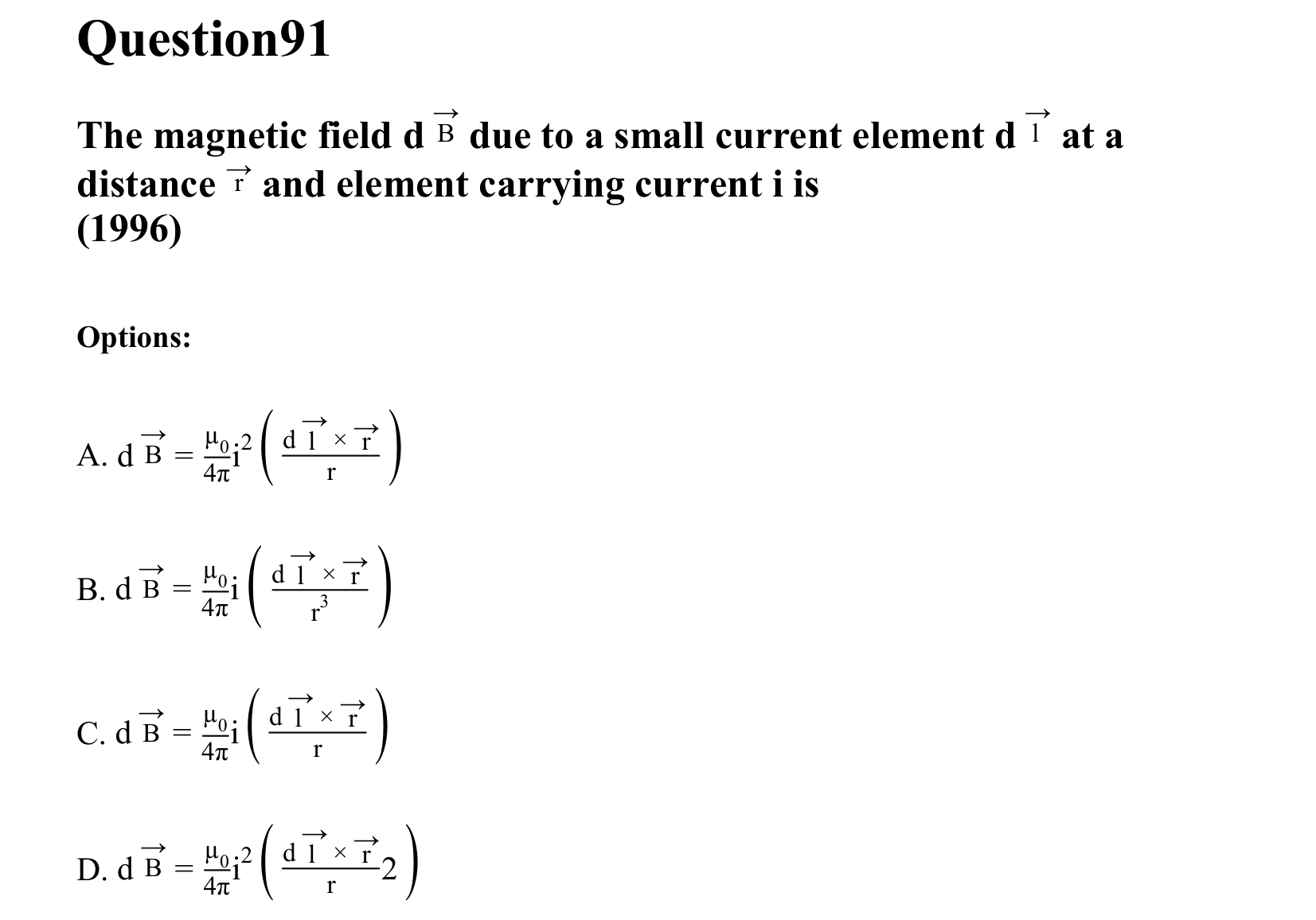Moving Charges and Magnetism question 91