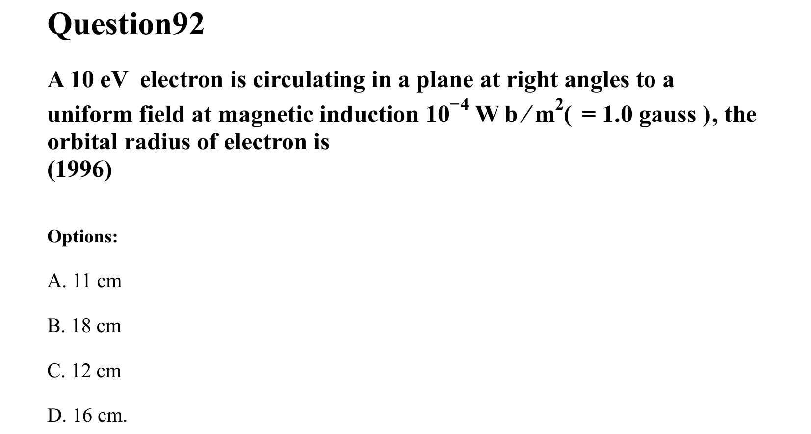 Moving Charges and Magnetism question 92