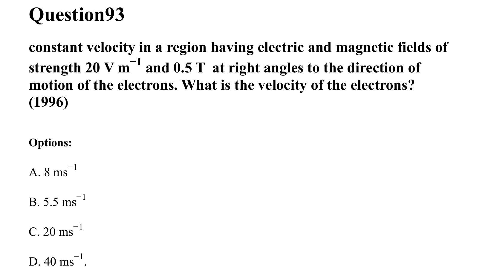 Moving Charges and Magnetism question 93