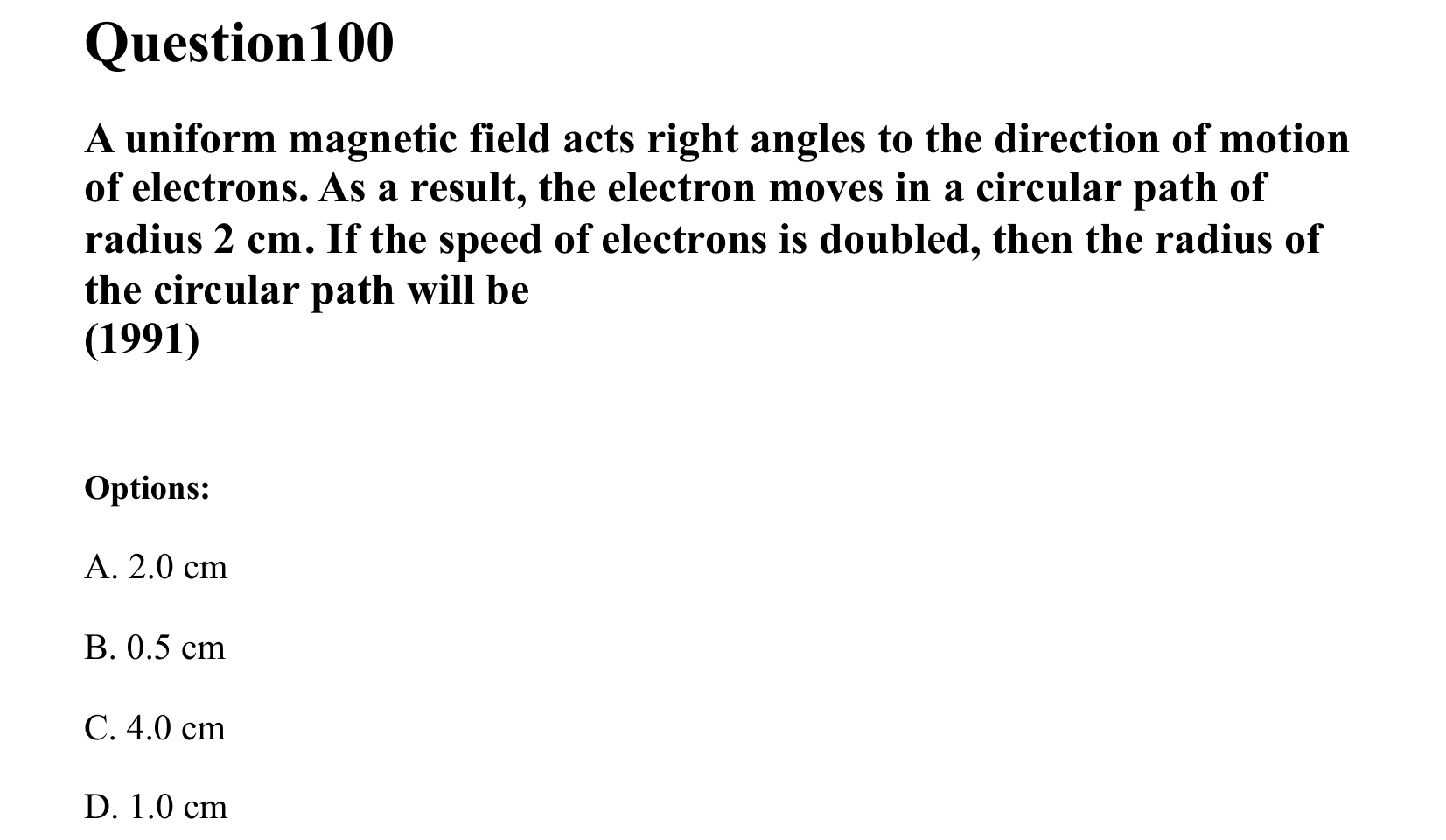 Moving Charges and Magnetism question 100