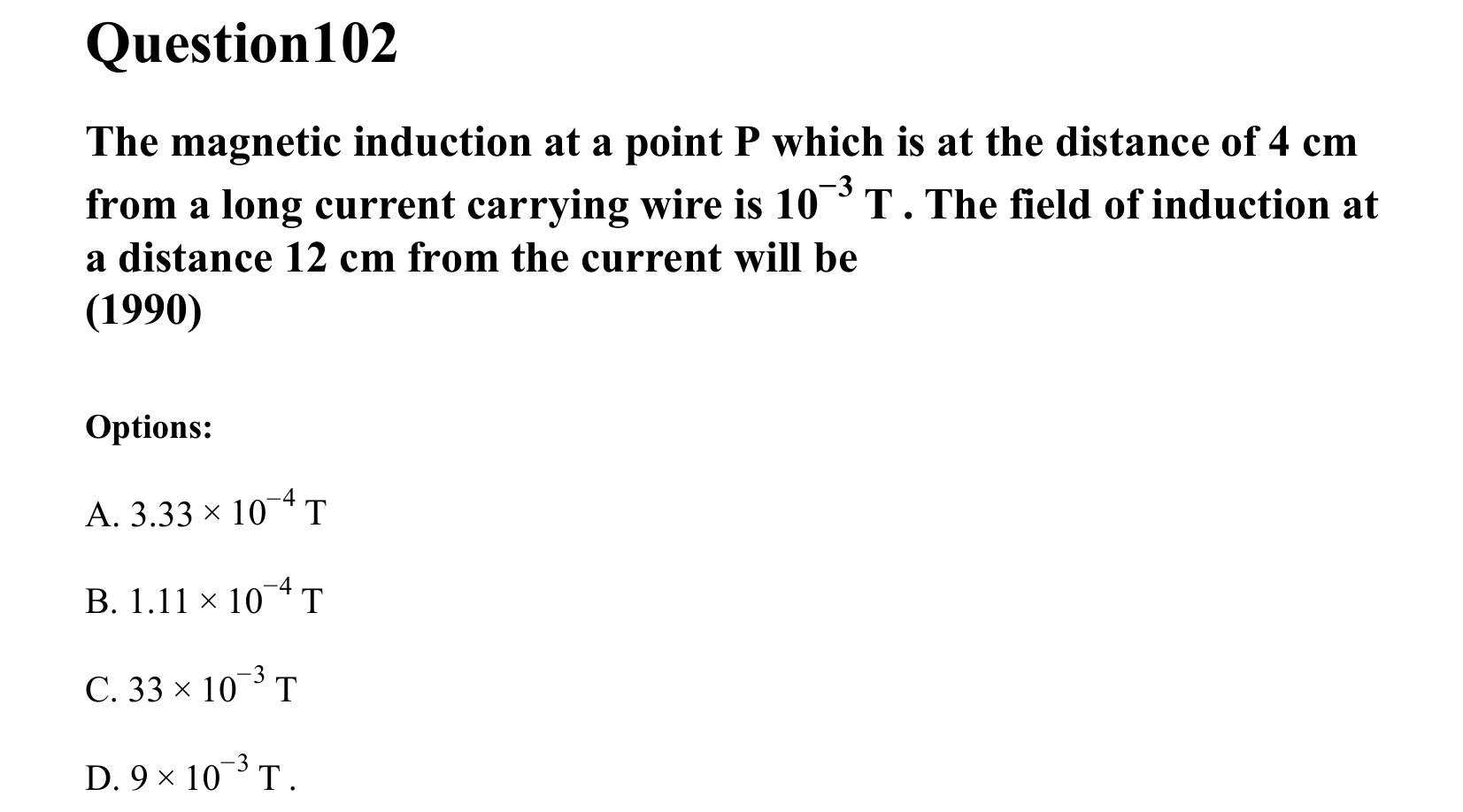 Moving Charges and Magnetism question 102