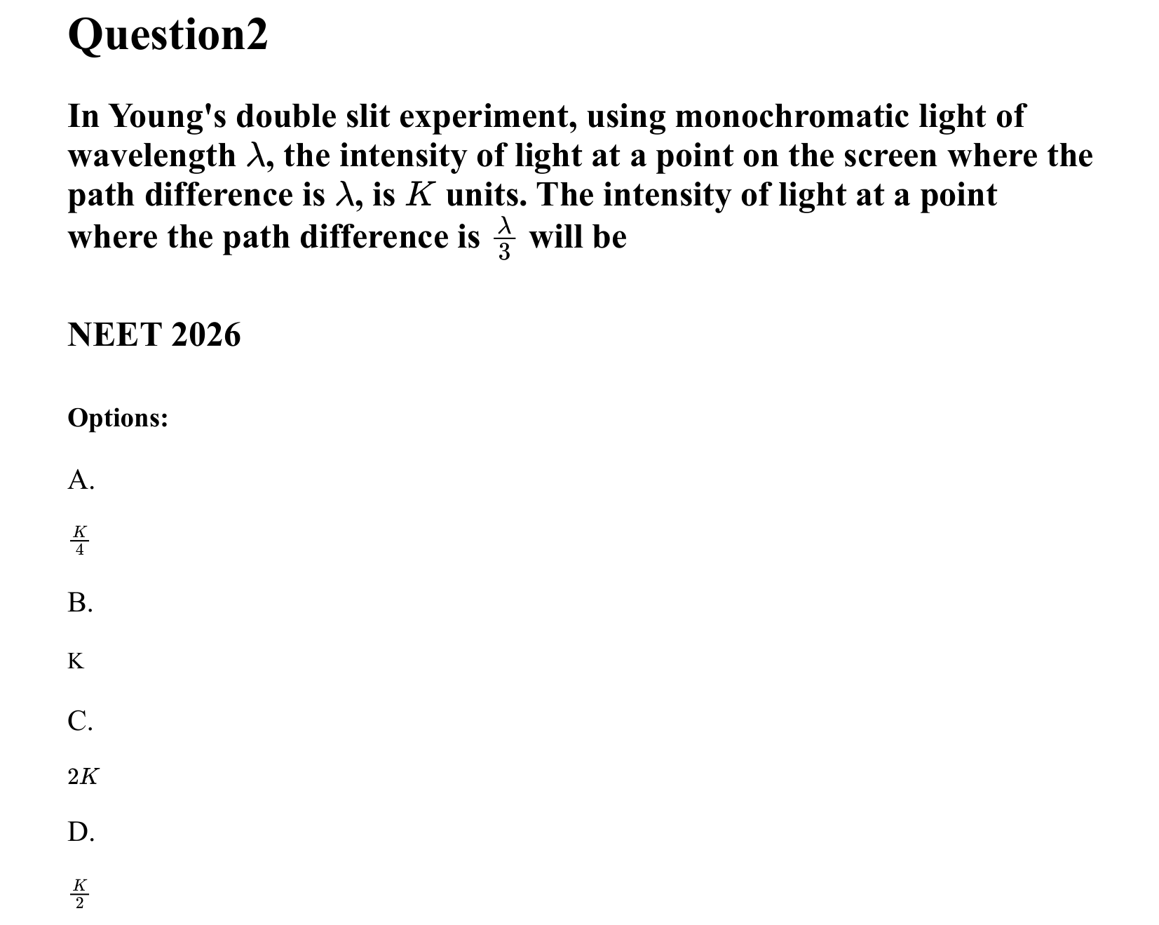 Ray Optics and Wave Optics question 2