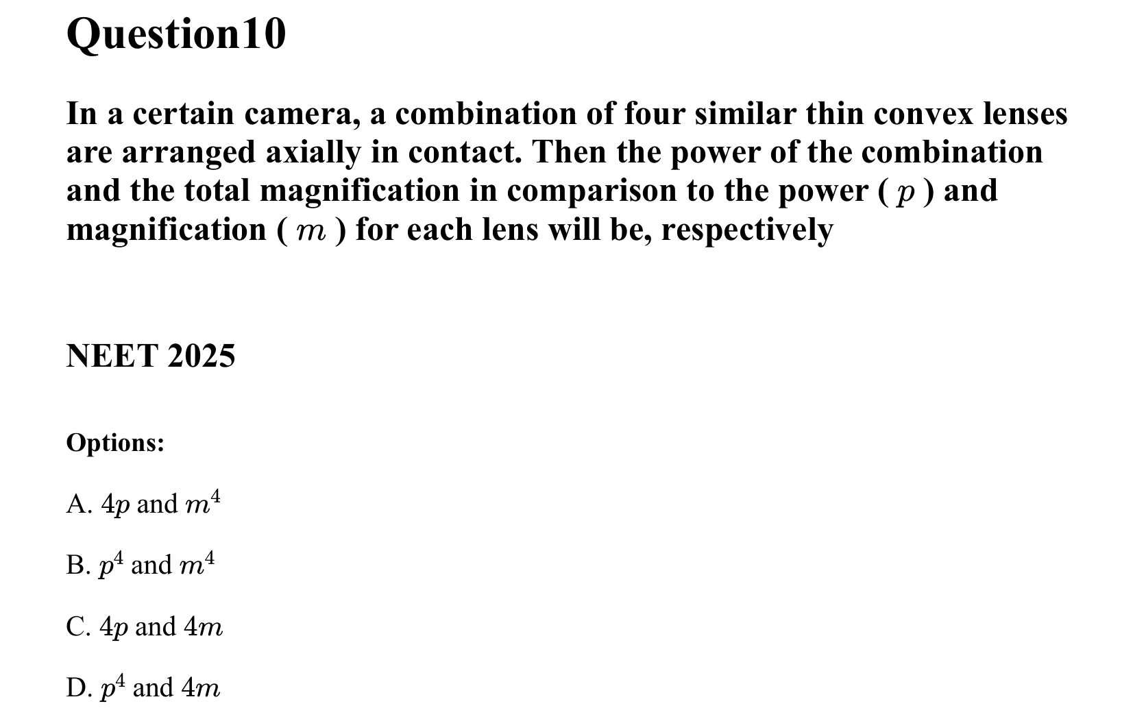 Ray Optics and Wave Optics question 10